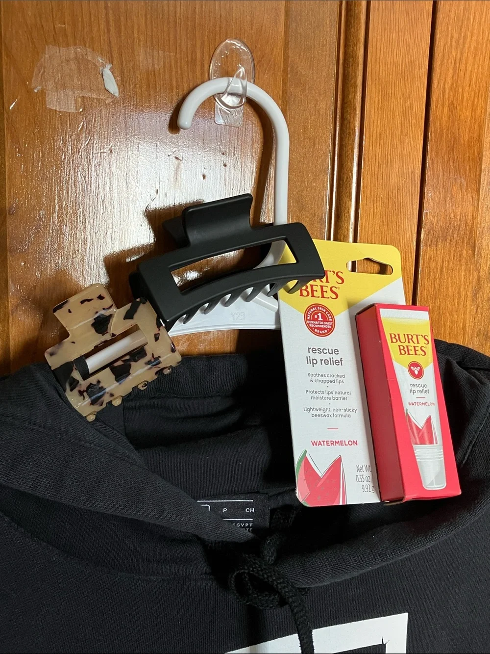 Nike Black Hoodie with Block & Red Logo plus FREE hair clips or Burts lip balm